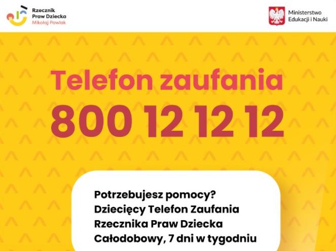 Zmiana numeru telefonu zaufania dla dzieci i młodzieży na 800-12-12-12